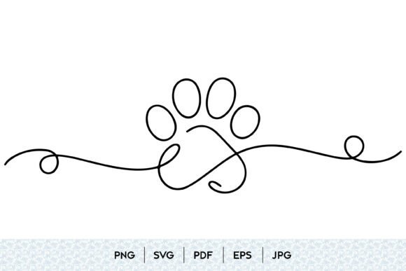 Download Dog Paw One Line Art SVG - One line Collection