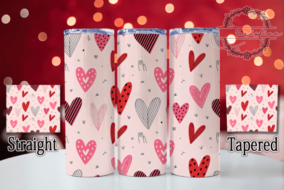 Download Cute Doodle Valentine Hearts Tumbler - Hearts Collection