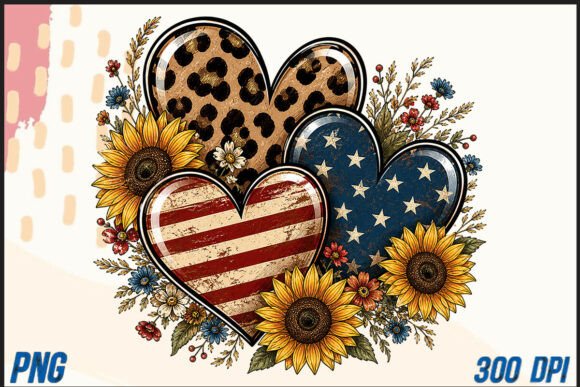 Download Western American Hearts with Sunflowers - Hearts Collection