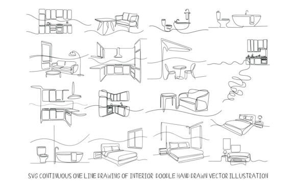 Download Continuous One Line Drawing of Interior - One line Collection