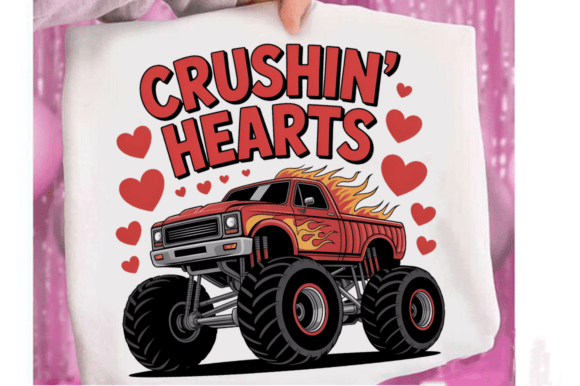 Download Crushin Hearts Valentine Truck PNG Desig - Hearts Collection