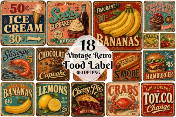 Download Vintage Retro Food Label &amp; Signage - Signage Collection