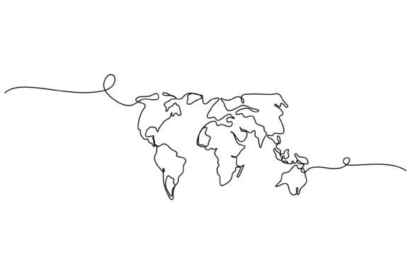 Download Continuous One Line Design of World Map - One line Collection