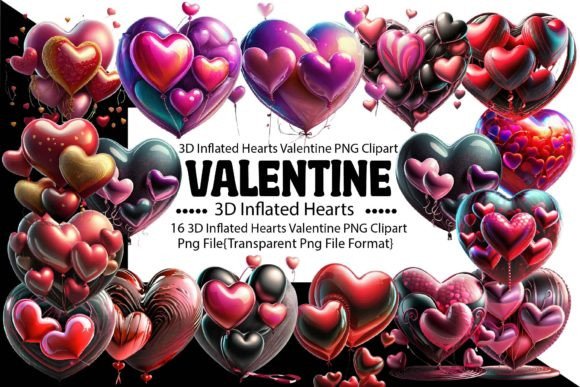 Download 3D Inflated Hearts Valentine PNG Bundle - Hearts Collection